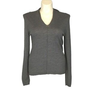 Forte Cashmere Sweater XL Heather Brown Mocha Shawl Collar Long Sl Pullover NICE